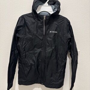 Columbia Boys Black Windbreaker Rain Jacket Size Medium